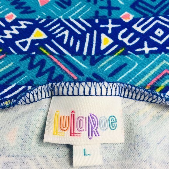 LuLaRoe Cassie Pencil Straight Skirt Blue Teal‎ Stretch Elastic Waist L Large - Picture 4 of 9